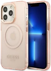 Кейс Guess GUHMP13LHTCMP iPhone 13 Pro pink hard case Gold Outline Translucent MagSafe (GUHMP13LHTCMP)